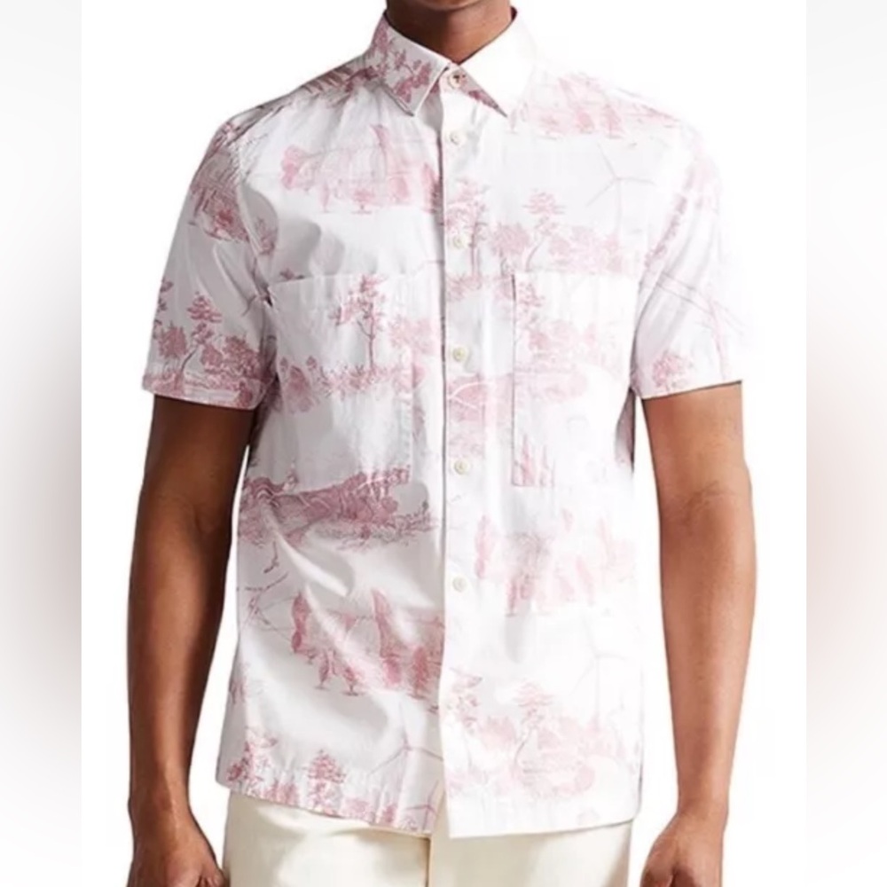 Ted Baker Men’s Graphic Button-Down Size 3